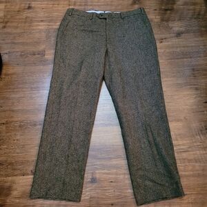 Mens Howard Yount Formal Tweed Trousers pants Gray Black Size 38 Modern Designer